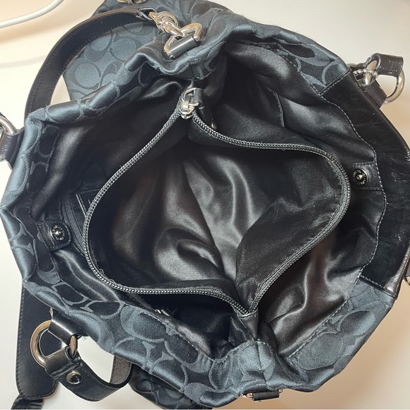 Coach Signature Black Purse Bag Satchel with Patent Leather Accents - Picture 10 of 12